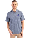 Buffalo Bills Cutter & Buck Forge Eco Heather Stripe Stretch Recycled Mens Big & Tall Polo Navy Blue Heather Front Thumbnail Image