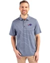 Buffalo Bills Cutter & Buck Forge Eco Heather Stripe Stretch Recycled Mens Big & Tall Polo Navy Blue Heather Front Thumbnail Image