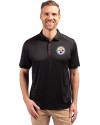 Pittsburgh Steelers Cutter & Buck Forge Eco Stretch Recycled Mens Polo Black Front Thumbnail Image