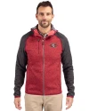 San Francisco 49ers Cutter & Buck Mainsail Full Zip Hooded Mens Jacket Cardinal Red Heather/Charcoal Heather Front Thumbnail Image