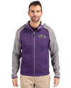 Baltimore Ravens Cutter & Buck Mainsail Full Zip Hooded Mens Jacket College Purple Heather/Polished Heather Front Thumbnail Image