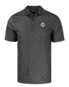 Miami Dolphins Cutter & Buck Pike Recycled Pebble Print Mens Polo Black Mannequin Thumbnail Image