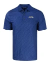 Seattle Seahawks Cutter & Buck Pike Eco Pebble Print Stretch Recycled Mens Polo Navy Blue Mannequin Thumbnail Image