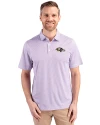 Baltimore Ravens Cutter & Buck Pike Eco Symmetry Print Stretch Recycled Mens Polo White/College Purple Front Thumbnail Image