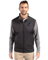 Miami Marlins Cutter & Buck Stealth Hybrid Quilted Mens Big and Tall Full Zip Windbreaker Jacket Black Front Thumbnail Image