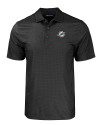 Miami Dolphins Cutter & Buck Pike Eco Tonal Geo Print Stretch Recycled Mens Polo Black Mannequin Thumbnail Image