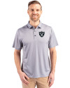 Las Vegas Raiders Cutter & Buck Pike Eco Tonal Geo Print Stretch Recycled Mens Big & Tall Polo Elemental Grey Front Thumbnail Image