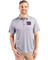 New York Giants Cutter & Buck Pike Eco Tonal Geo Print Stretch Recycled Mens Big & Tall Polo Elemental Grey Front Thumbnail Image