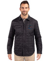 Miami Marlins Cutter & Buck Rainier PrimaLoft® Mens Big and Tall Eco Insulated Quilted Shirt Jacket Black Front Thumbnail Image
