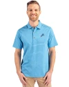 View image 4: Detroit Lions Cutter & Buck Forge Recycled Heather Stripe Four-Way Stretch Mens Polo Digital Heather Front