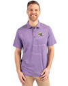 View image 4: Baltimore Ravens Cutter & Buck Forge Recycled Heather Stripe Four-Way Stretch Mens Polo College Purple Heather Front