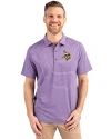Minnesota Vikings Cutter & Buck Forge Eco Heather Stripe Stretch Recycled Mens Polo College Purple Heather Front Thumbnail Image