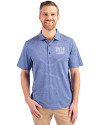 New York Giants Cutter & Buck Forge Eco Heather Stripe Stretch Recycled Mens Polo Tour Blue Heather Front Thumbnail Image