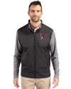 Buffalo Bisons Cutter & Buck Stealth Hybrid Quilted Mens Big and Tall Full Zip Windbreaker Jacket Black Front Thumbnail Image