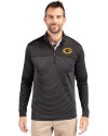 Grambling Tigers Cutter & Buck Traverse Stretch Eco Stripe Quarter Zip Mens Pullover Black Front Thumbnail Image