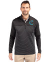 Charlotte Knights Cutter & Buck Traverse Stretch Eco Stripe Quarter Zip Mens Big and Tall Pullover Black Front Thumbnail Image