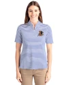 Durham Bulls Cutter & Buck Virtue Eco Pique Stripe Recycled Womens Top Tour Blue Front Thumbnail Image