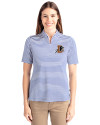 Durham Bulls Cutter & Buck Virtue Eco Pique Stripe Recycled Womens Top Tour Blue Front Thumbnail Image