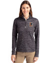 Durham Bulls Cutter & Buck Traverse Stretch Eco Camo Print Quarter Zip Womens Pullover Black Front Thumbnail Image