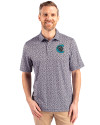 Charlotte Knights Cutter & Buck Pike Magnolia Print Stretch Mens Polo Black/Polished Front Thumbnail Image
