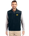 Michigan Wolverines Cutter & Buck Cascade Eco Fleece Mens Vest Navy Blue Front Thumbnail Image