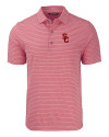 USC Trojans Cutter & Buck Forge Eco Heather Stripe Stretch Recycled Mens Big & Tall Polo Cardinal Red Heather Mannequin Thumbnail Image