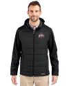 Ohio State Buckeyes - Cutter & Buck Evoke Hybrid Eco Softshell Recycled Full Zip Mens Big & Tall Hooded Jacket Black Front Thumbnail Image