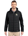 Albany State University Golden Rams Cutter & Buck Evoke Hybrid Eco Softshell Recycled Full Zip Mens Big & Tall Hooded Jacket Black Front Thumbnail Image