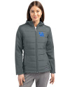 Kentucky Wildcats Cutter & Buck Evoke Hybrid Softshell Recycled Full Zip Womens Hooded Jacket Elemental Grey Front Thumbnail Image