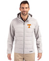 Tennessee Volunteers Cutter & Buck Evoke Hybrid Softshell Recycled Full Zip Mens Hooded Jacket CONCRETE Front Thumbnail Image