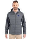 Air Force Falcons Cutter & Buck Evoke Hybrid Softshell Recycled Full Zip Mens Hooded Jacket Elemental Grey Front Thumbnail Image