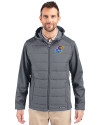 View image 7: Kansas Jayhawks Cutter & Buck Evoke Recycled Honeycomb Fleece Mens Hybrid Full Zip Jacket Elemental Grey Front