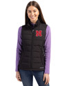 Nebraska Cornhuskers Cutter & Buck Evoke Hybrid Softshell Recycled Womens Full Zip Vest Black Front Thumbnail Image