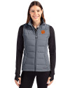 Clemson Tigers Cutter & Buck Evoke Hybrid Softshell Recycled Womens Full Zip Vest Elemental Grey Front Thumbnail Image