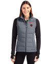 Louisville Cardinals Cutter & Buck Evoke Hybrid Softshell Recycled Womens Full Zip Vest Elemental Grey Front Thumbnail Image