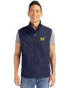 Michigan Wolverines Cutter & Buck Charter Eco Full-Zip Mens Big & Tall Vest Navy Blue Front Thumbnail Image