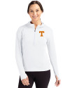 Tennessee Volunteers Cutter & Buck Daybreak Eco Recycled Womens Half Zip Hoodie White Front Thumbnail Image
