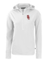 USC Trojans Cutter & Buck Daybreak Eco Recycled Womens Half Zip Hoodie White Mannequin Thumbnail Image