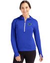 Florida Gators Cutter & Buck Daybreak Eco Recycled Womens Half Zip Hoodie Tour Blue Front Thumbnail Image