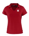 Nebraska Cornhuskers Cutter & Buck Daybreak Eco Recycled Womens V-neck Polo Cardinal Red Mannequin Thumbnail Image