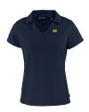 Michigan Wolverines Cutter & Buck Daybreak Eco Recycled Womens V-neck Polo Navy Blue Mannequin Thumbnail Image