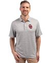 Oklahoma Sooners  Cutter & Buck Forge Eco Double Stripe Stretch Recycled Mens Big &Tall Polo Polished/White Front Thumbnail Image