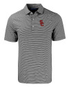 USC Trojans Cutter & Buck Forge Eco Double Stripe Stretch Recycled Mens Big &Tall Polo Black/White Mannequin Thumbnail Image