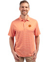 Clemson Tigers Cutter & Buck Forge Eco Double Stripe Stretch Recycled Mens Polo College Orange/White Front Thumbnail Image