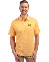 Michigan Wolverines Cutter & Buck Forge Eco Double Stripe Stretch Recycled Mens Polo College Gold/White Front Thumbnail Image