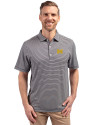 Michigan Wolverines Cutter & Buck Forge Eco Double Stripe Stretch Recycled Mens Polo Navy Blue/White Front Thumbnail Image