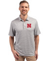 Nebraska Cornhuskers Cutter & Buck Forge Eco Double Stripe Stretch Recycled Mens Polo Polished/White Front Thumbnail Image
