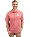 Nebraska Cornhuskers Cutter & Buck Forge Eco Double Stripe Stretch Recycled Mens Polo Red/White Front Thumbnail Image
