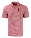 USC Trojans Cutter & Buck Forge Eco Double Stripe Stretch Recycled Mens Polo Cardinal Red/White Mannequin Thumbnail Image
