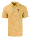 USC Trojans Cutter & Buck Forge Eco Double Stripe Stretch Recycled Mens Polo College Gold/White Mannequin Thumbnail Image